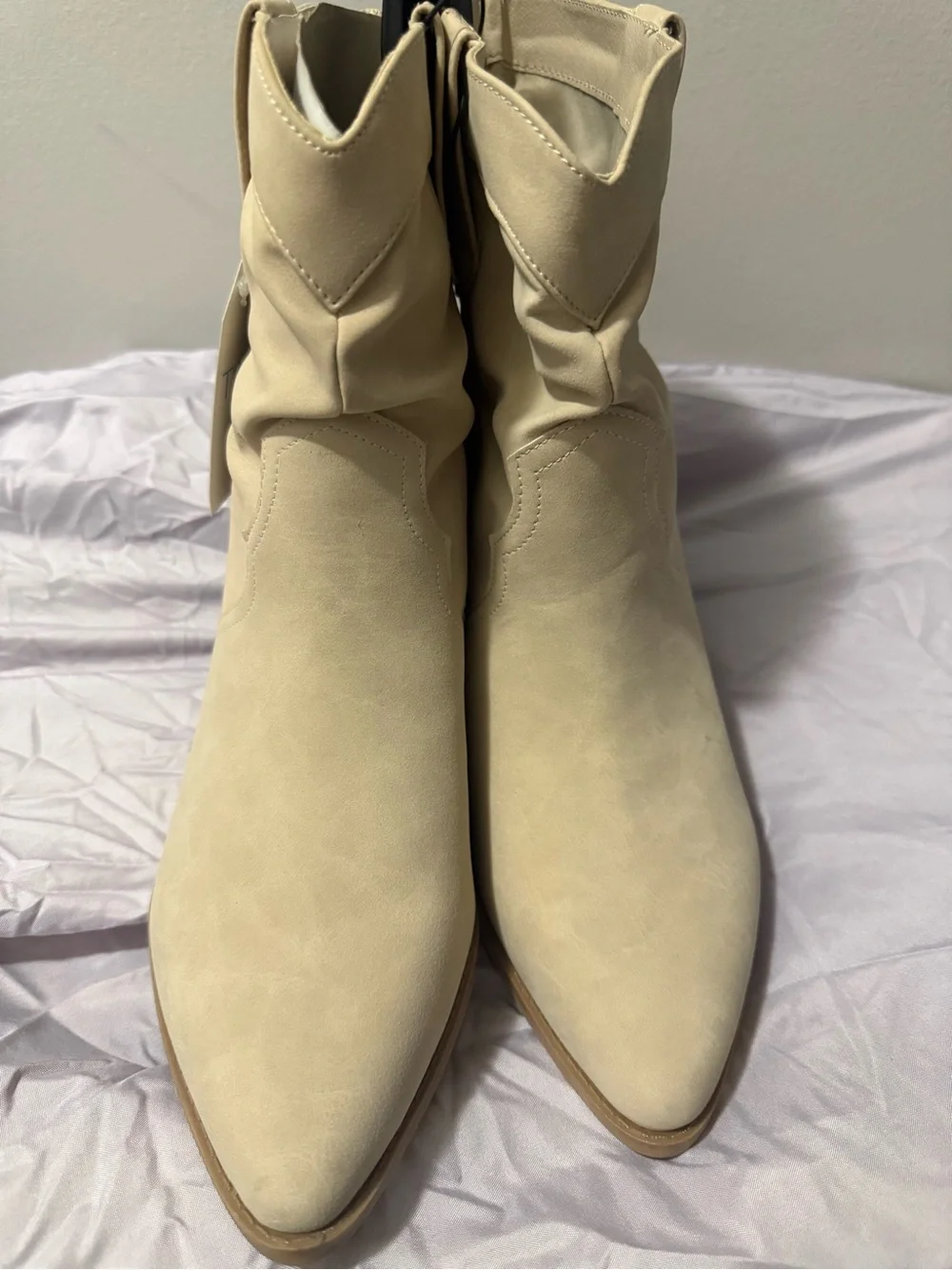 Time and Tru Beige Western Ankle Booties